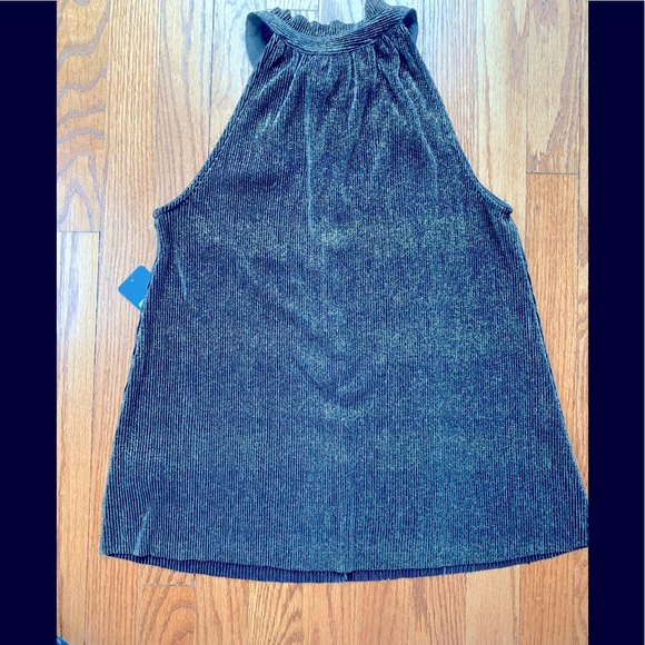 Rachel Roy Black Metallic Gold Button Keyhole Front Pleated Swing Tank Top XS - Picture 5 of 7